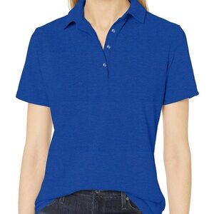 Hanes Short Sleeve Pique Shirt, Four-Button Midweight Polo, Deep Royal Blue, M